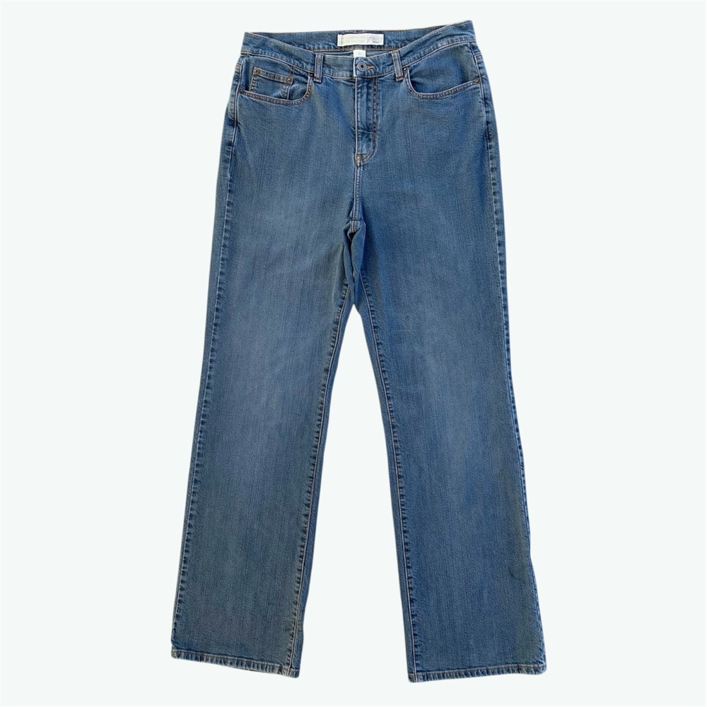 Venezia Stretch Boot Cut High-Rise Blue Jeans, Stained ~ Women’s 14 Tall